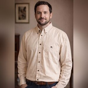 Burberry London Men's Shirt  Button Down Long Sleeve Yellow Size S